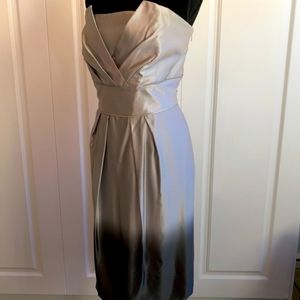 White House Black Market Strapless Silver Dress